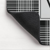 モノグラムエレガント白黒プレイドパターン マウスパッド (コーナー)