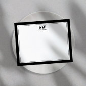 モノグラムエレガント白黒ミニマ縁どリスト ノートカード