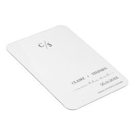 モノグラムエレガント白黒結婚式の日付を保存 マグネット