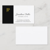 モノグラムエレガント白黒金ゴールドプモダンラン 名刺 (正面/裏面)