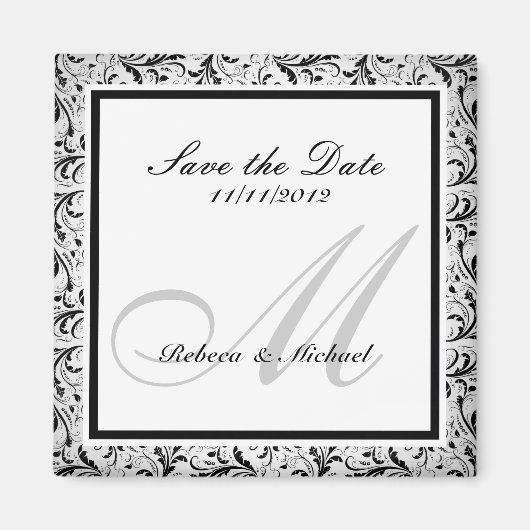 モノグラムエレガント磁石の日付を保存 マグネット (正面)