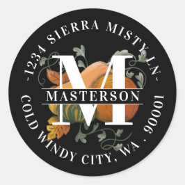 モノグラムエレガント秋ハーベスト差出人住所 ラウンドシール