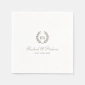 モノグラムエレガント結婚のセージ・グリーン スタンダードカクテルナプキン (正面)