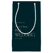 モノグラムエレガント結婚の歓迎と感謝 スモールペーパーバッグ (正面)