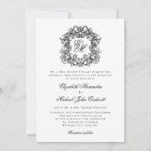 モノグラムエレガント結婚フォーマルクレスト 招待状 (正面)