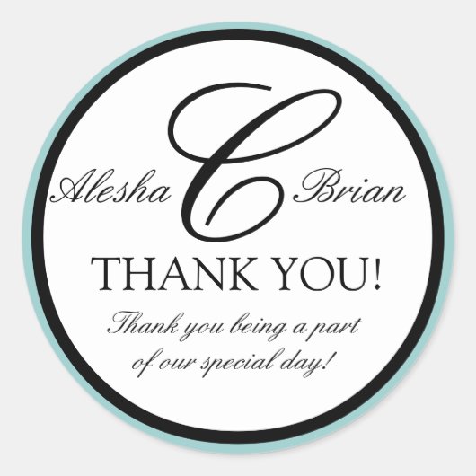 モノグラムエレガント結婚式の引き出物サンキューステッカー ラウンドシール (正面)