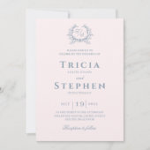 モノグラムエレガント結婚式招待状赤面ピンク 招待状 (正面)