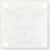 モノグラムエレガント薄紫マザーオブパール結婚ズ ガラスコースター (裏面)