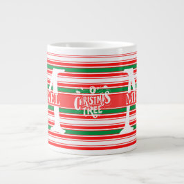 モノグラムエレガント装飾的なクリスマス ジャンボコーヒーマグカップ