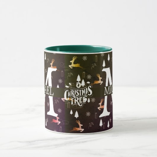 モノグラムエレガント装飾的なクリスマス マグカップ (中央)