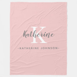 モノグラムエレガント赤面ピンクフリースブランケット フリースブランケット