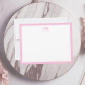 モノグラムエレガント赤面ピンク縁どミニマリスト ノートカード