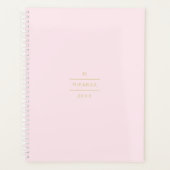 モノグラムエレガント赤面ピンク金ゴールドクラッシシックビッグ プランナー手帳 (正面)