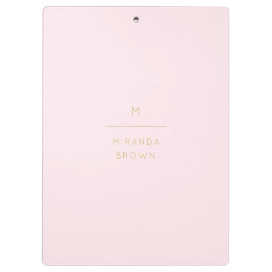 モノグラムエレガント赤面ピンク金ゴールドミニマリストクラス クリップボード (裏面)