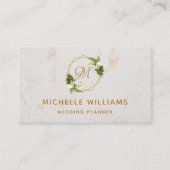 モノグラムエレガント金ゴールドカラライズホワイトマーブル 名刺 (正面)