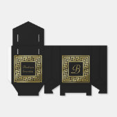 モノグラムエレガント金ゴールドグリッターギリシャ鍵ブラック フェイバーボックス (折り畳みなし)