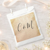 モノグラムエレガント金ゴールドグリッター結婚式の引き出物バッグ フェイバーバッグ (クリップ留めされた状態)