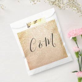 モノグラムエレガント金ゴールドグリッター結婚式の引き出物バッグ フェイバーバッグ