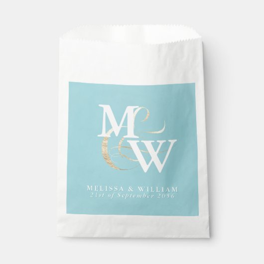 モノグラムエレガント金ゴールドシーガラスティール(緑がかった色)ホワイト結婚ズ フェイバーバッグ (正面)