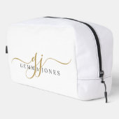 モノグラムエレガント金ゴールドスクリプト名ホワイト ドップキット (右コーナー)