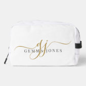 モノグラムエレガント金ゴールドスクリプト名ホワイト ドップキット (裏面)