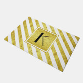 モノグラムエレガント金ゴールドストライプ ドアマット (アングル)