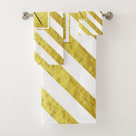 モノグラムエレガント金ゴールドストライプ バスタオルセット