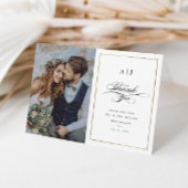 モノグラムエレガント金ゴールドフォト結婚ズ サンキューカード