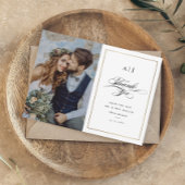 モノグラムエレガント金ゴールドフォト結婚ズ サンキューカード