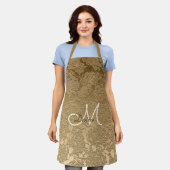 モノグラムエレガント金ゴールドフローラ料理 エプロン (着用した状態)
