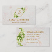 モノグラムエレガント金ゴールドホワイトライズマーブル 名刺 (正面/裏面)