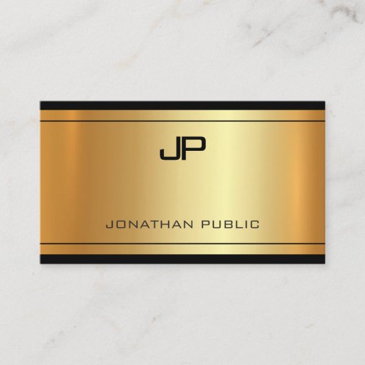 モノグラムエレガント金ゴールドルック洗練さモダンれた 名刺 (正面)