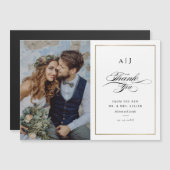 モノグラムエレガント金ゴールド写真結婚の感謝の車 (正面/裏面)