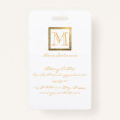 モノグラムエレガント金ゴールド正方形フレーム バッジ (裏面)