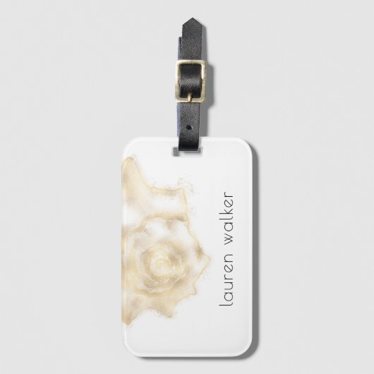 モノグラムエレガント金ゴールド沿岸貝殻 ラゲッジタグ (正面縦)