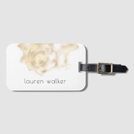 モノグラムエレガント金ゴールド沿岸貝殻 ラゲッジタグ (正面横)