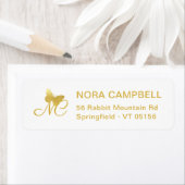 モノグラムエレガント金ゴールド蝶差出人住所 ラベル (インサイチュ)