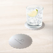 モノグラムエレガント金ゴールド銀鱗片状ラウンド ペーパーコースター (インサイチュ)