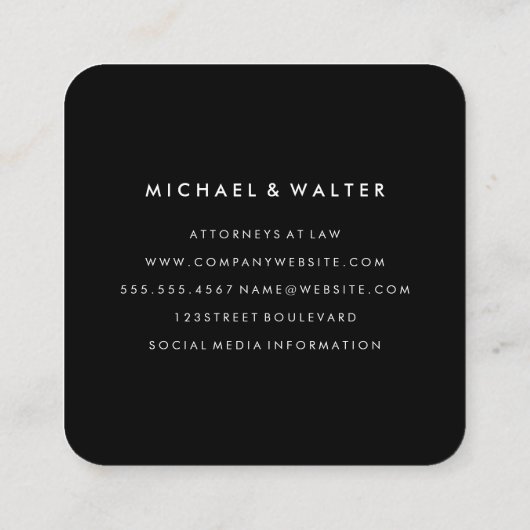 モノグラムエレガント金属フェイク金ゴールド スクエア名刺 (裏面)