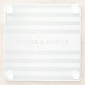 モノグラムエレガント銀フェイクグラディエント灰色ストライプ色 ガラスコースター (裏面)