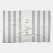 モノグラムエレガント銀フェイクグラディエント灰色ストライプ色 キッチンタオル (横)