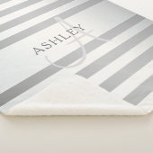 モノグラムエレガント銀フェイクグラディエント灰色ストライプ色 シェルパブランケット (3/4)