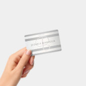 モノグラムエレガント銀フェイクグラディエント灰色ストライプ色 バッジ (手持ち)