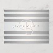 モノグラムエレガント銀フェイクグラディエント灰色ストライプ色 ポストカード (正面)