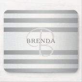 モノグラムエレガント銀フェイクグラディエント灰色ストライプ色 マウスパッド (正面)