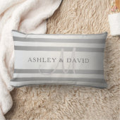 モノグラムエレガント銀フェイクグラディエント灰色ストライプ色 ランバークッション (ブランケット)