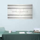 モノグラムエレガント銀フェイクグラディエント灰色ストライプ色 横断幕 (トレードショー)