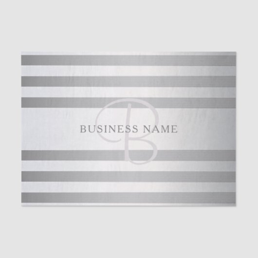 モノグラムエレガント銀フェイクグラディエント灰色ストライプ色 薄葉紙 (正面)