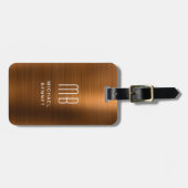 モノグラムエレガント銅茶色ブラシ仕上げ金属 ラゲッジタグ (正面横)
