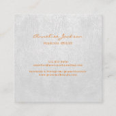 モノグラムエレガント高級ホワイトレザー金ゴールド銅 スクエア名刺 (裏面)